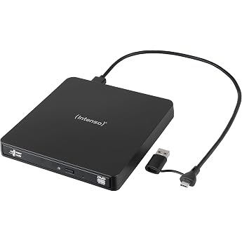 Intenso EOD 400D Slim USB 3.2 External CD/DVD Drive Burner Writer for Laptop, Desktop PC, iMac, MacBook, Windows, MacOS, Incl