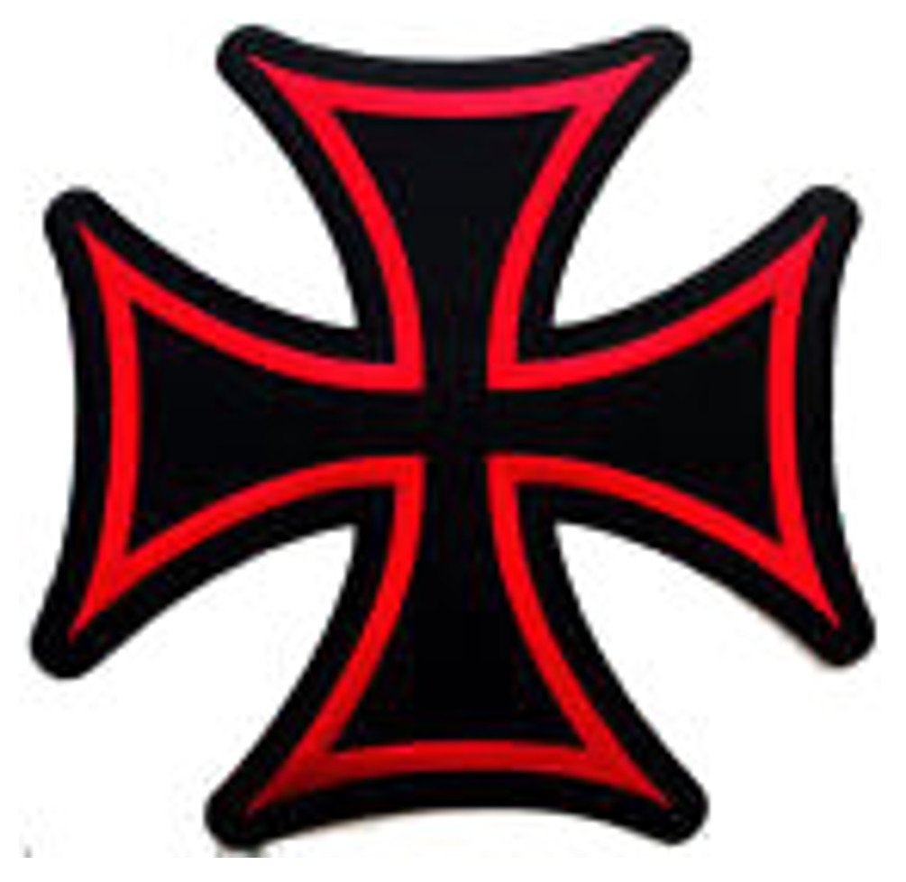 Klicnow Red,Black Maltese Cross (Red/Black) Embroidered Patch 8Cm X 8Cm (3" X 3")