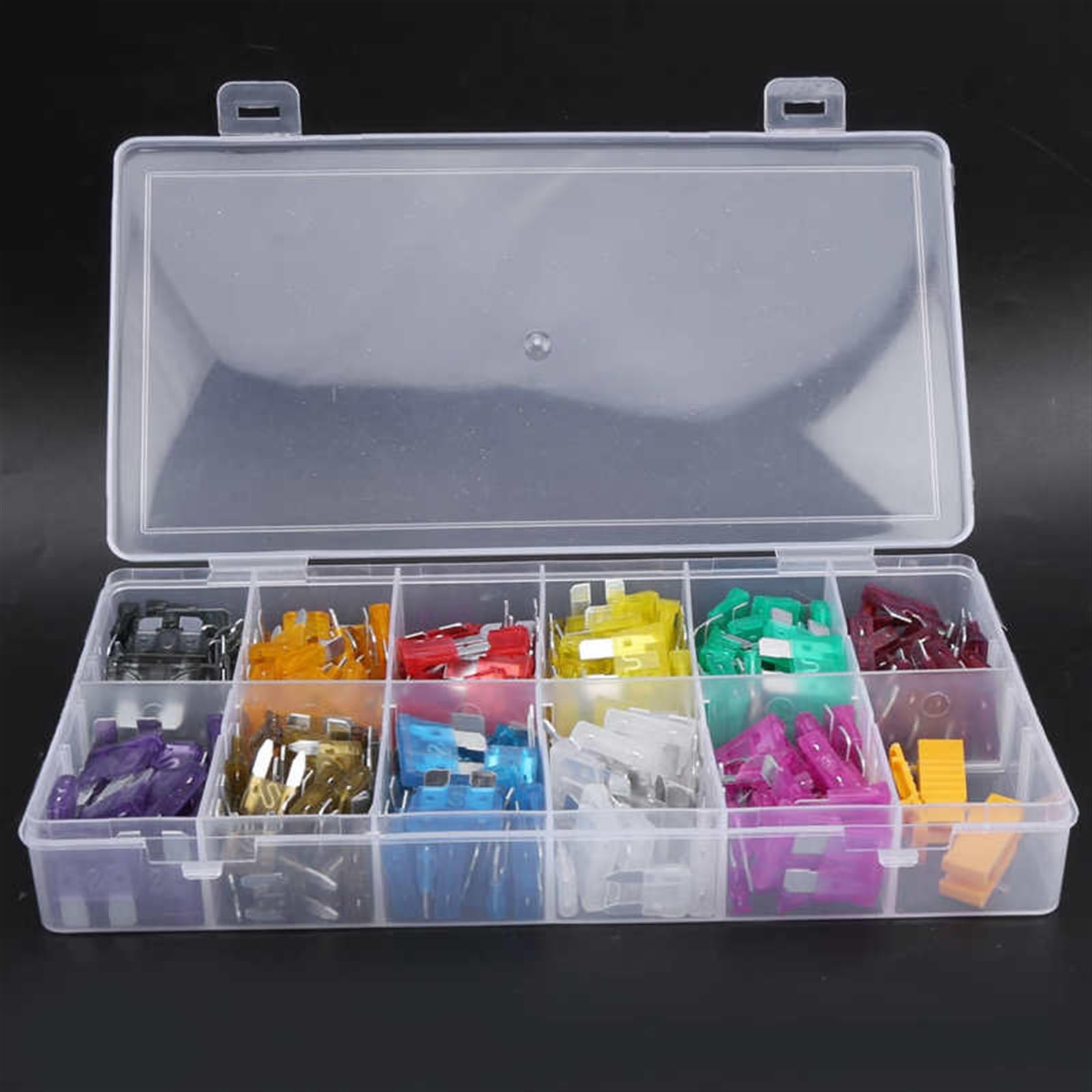 Kit de fusibles de cuchilla de 330 piezas, tamaño pequeño, mediano, mini, surtido de 2A-40A con fusible de cuchilla de clips amarillos