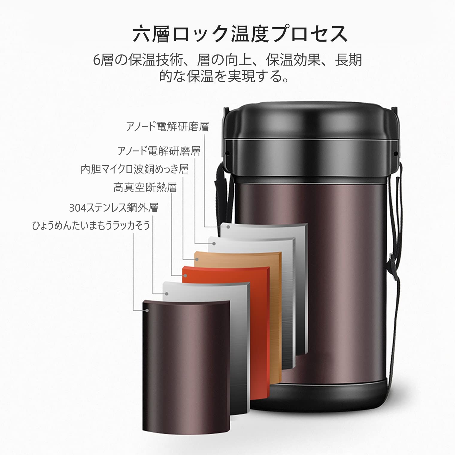 304ステンレス鋼 保温弁当箱*6 304ステンレス鋼 保温弁当箱*6