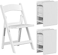 IWDOO 24 Pack White Resin Folding Chairs Padded Seat 600lbs Heavy Duty Stackable Indoor Outdoor Wedding Party Event Chairs