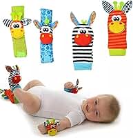 Kit Meias e Pulseiras com Chocalho para Bebê 4 Peças Infantis