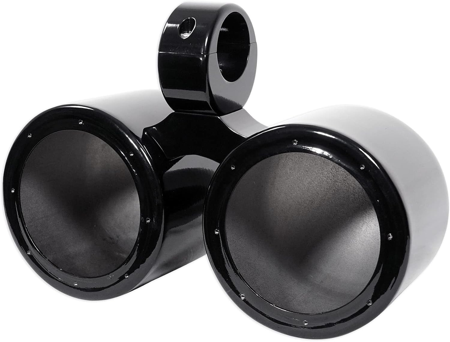 Rockville DMAC65B Dual 6.5 in Black Aluminum Wakeboard Tower Speaker Enclosure with Universal 2 in-2.5 in Clamps, Waterproof, High Efficiency Design