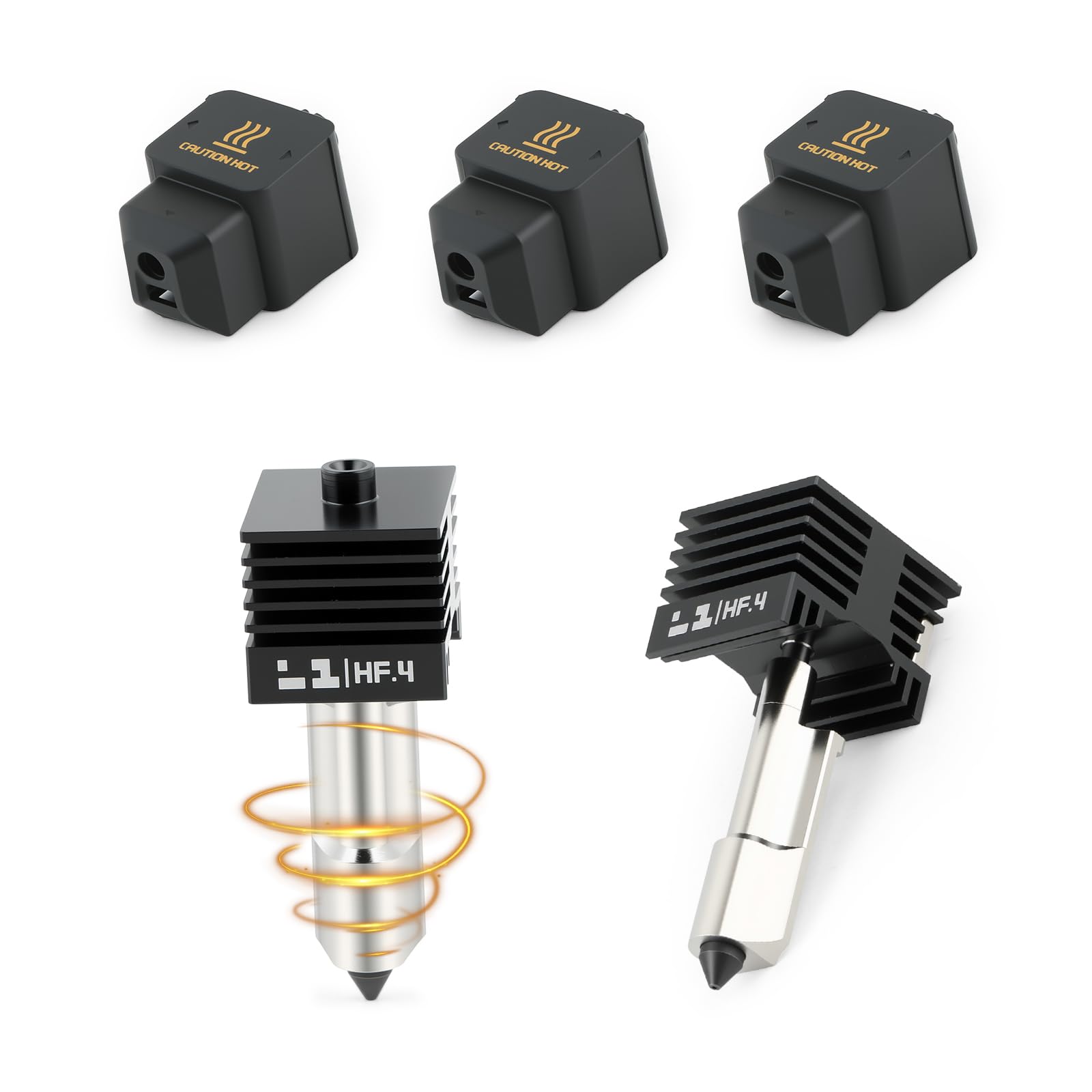 2 Pcs Upgraded 0.4mm High Flow H2D Hotend Kit for Bambu Lab H2D/H2S/H2C/P2S 3D Printer Hardened Steel Nozzle High Temp Extruder Hot End Replacement Black with 3 Pcs Silicone Socks