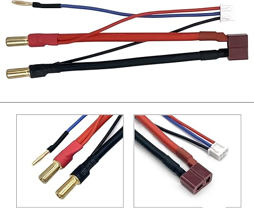 Miniatura 3 de 2 unids 0.197 in Bullet Banana a hembra T-Plug LiPo batería Cable de plomo y equilibrio JST-XH para 2S 7.4V LiPo Baterías Rojo