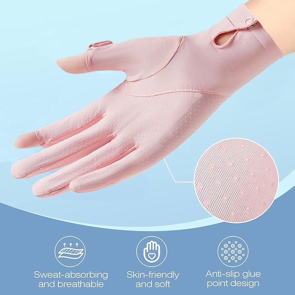 Women Driving Gloves Sun UV Protection Summer Outdoor Hiking UPF 50+ Gloves Touchscreen Full Finger - Image 2