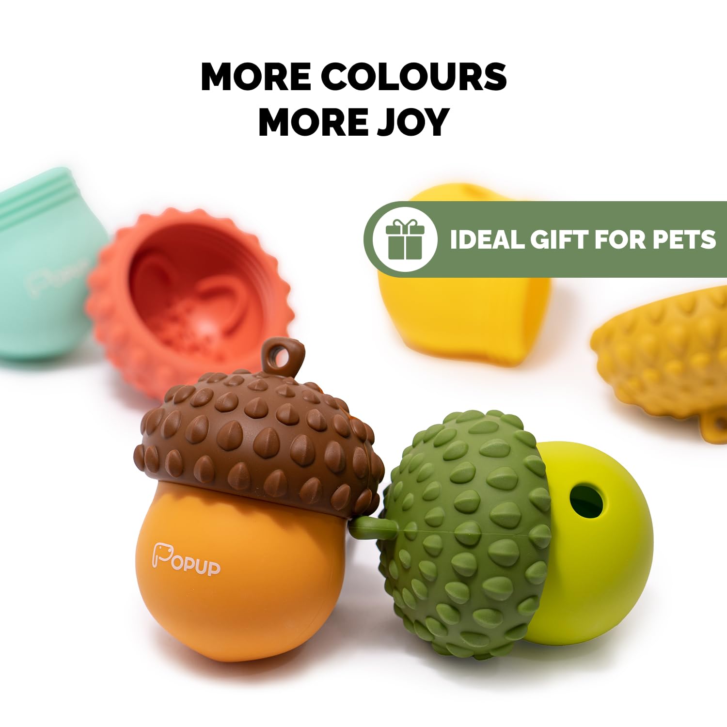 POPUPJOYS Dispensador de juguetes de rompecabezas para perros, juguetes interactivos para perros grandes y juguetes para perros medianos, bola de estimulación mental con tapa desmontable, juguete de