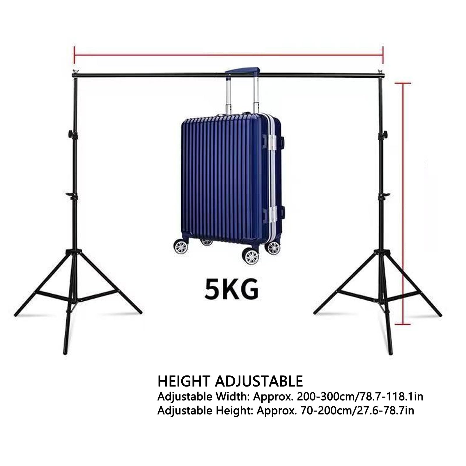 Kit de support de toile de fond portable en forme de T - 2 m de large