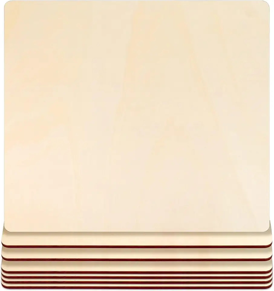 7 Pack 12 x 12 Inch Basswood Sheets Plywood Board, Unfinished Blank Square Wood Pieces, 4mm Craft Wood, Perfect for DIY Projects, Painting, Drawing, Laser, Wood Engraving