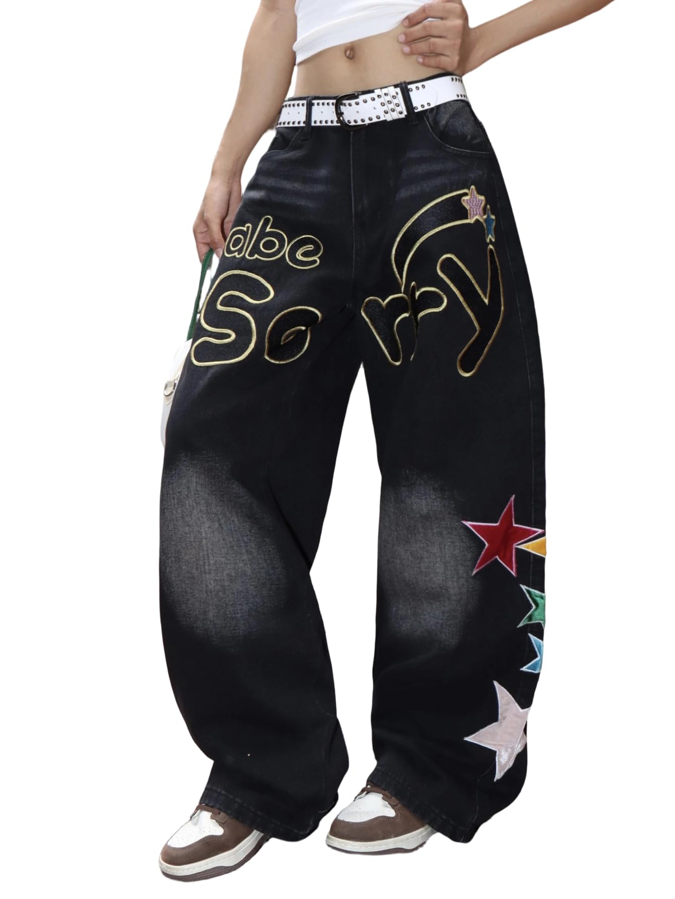 Womens Baggy Jeans Wide Leg Denim Pants Y2k 90s Vintage Hip Hop Loose Long Trousers Streetwear