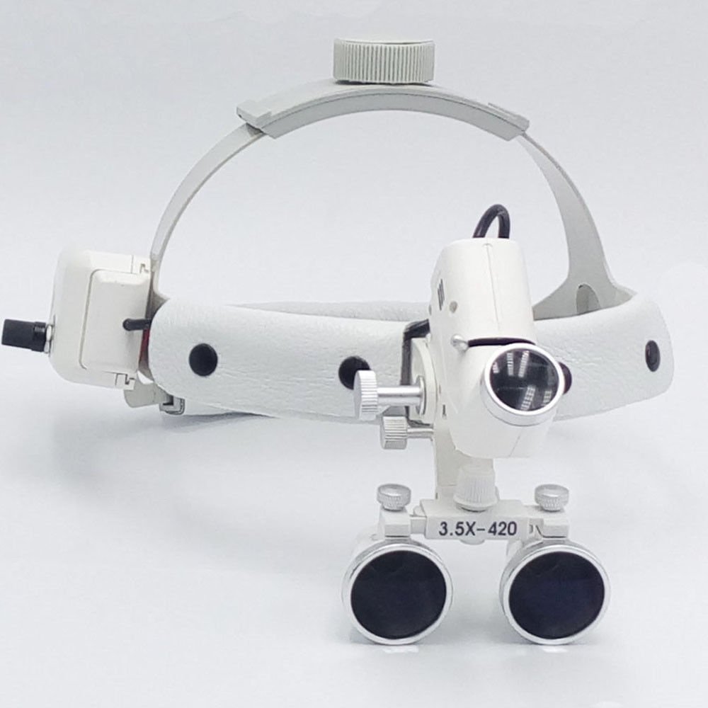 bonew-Oral Dental Fernglas Lupen Chirurgischer Glas Lupe + LED Scheinwerfer 3,5 x 280–380 mm