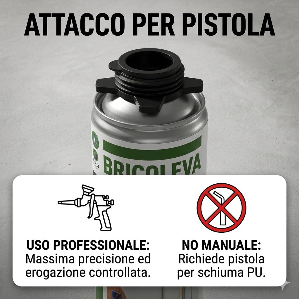 BRICOLEVA Set 12 Schiuma Poliuretanica per Pistola da 750 ml - Isolamento Termico e Acustico, Alta Espansione Colore Champagne - Sigillante Poliuretano Espanso per Riempimento Fessure (12 Pezzi)