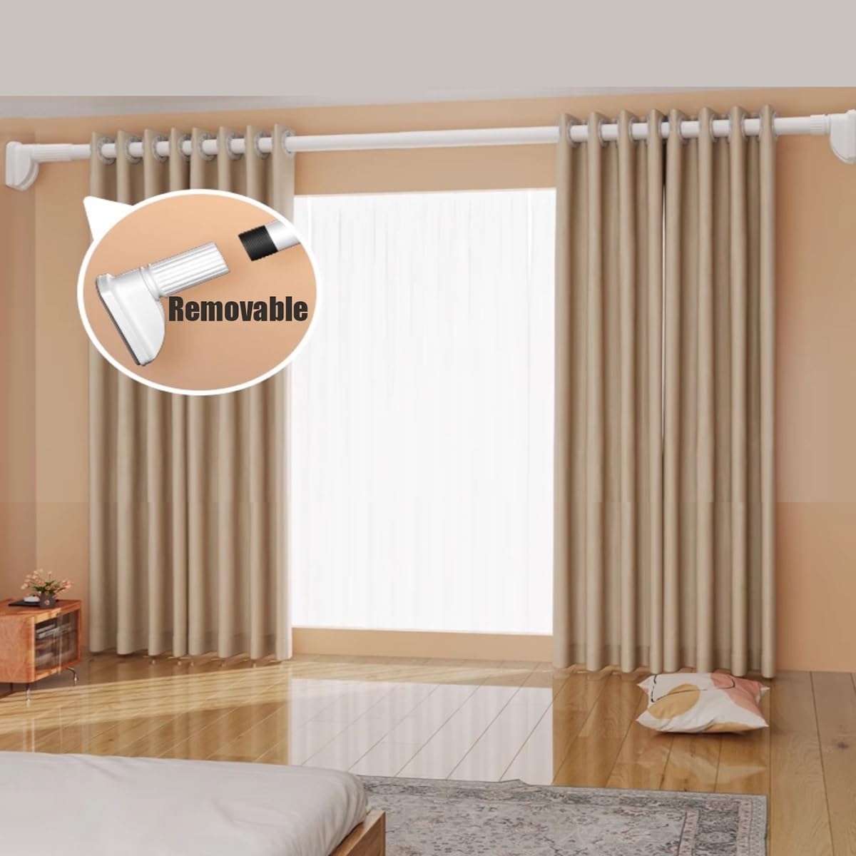Heavy Du Pole 32 mm Exble 80410 cm Diseño sin taladro, 50 kg, soporte multiusos para baño, ventana, cocina, armario, color blanco y negro
