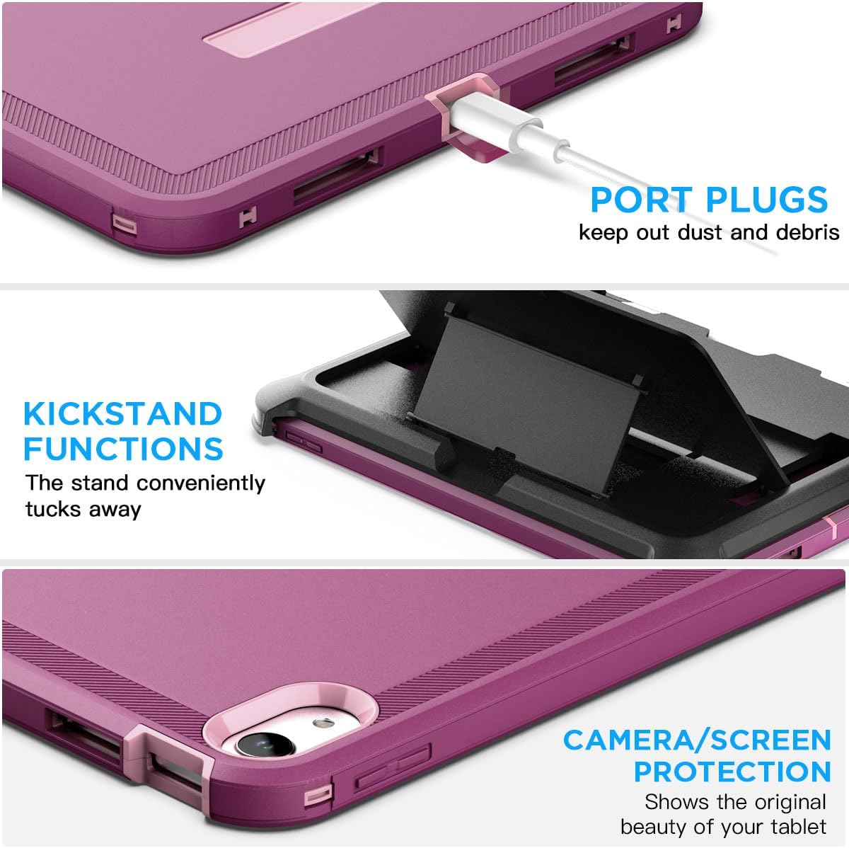 AICase for iPad (A16) 11th Generation 2025/iPad 10th Generation Case 2022 with Belt Clip iPad 10.9 Inch Case Heavy Duty Shockproof Triple Layer Defense with Built-in Screen Protector Full-Body Rugged