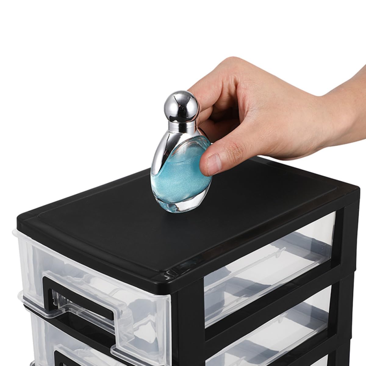 BESPORTBLE Cassettiera in Plastica Trasparente 5 Livelli 2 Pezzi, Cassetti Portaoggetti da Scrivania Multiuso per Ufficio, Organizer per Trucco e Bagno Ampia Capacità Salvaspazio