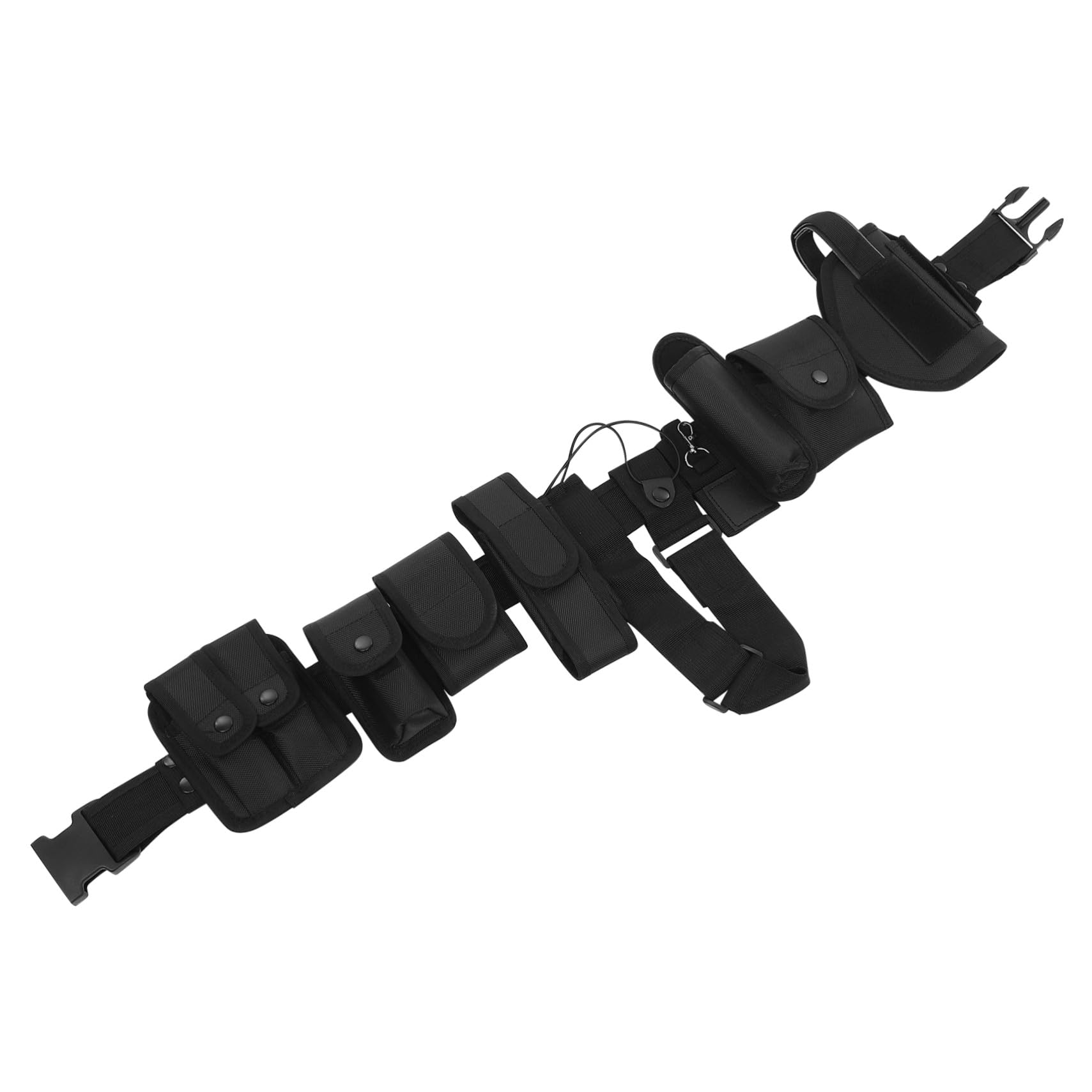 Ceinture Multifonction en Tissu Oxford Noir Rangement Multi-Poches et Poche Ceinture Confortable pour Entraînement et Activités Extérieures