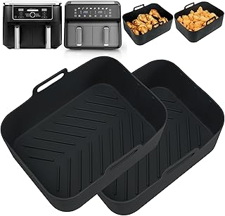 YQL Enlarge Thickened Air Fryer Silicone Liner for Ninja 9.5L AF400UK/Keplin 9L/Tower T17088 | Oven-Safe & Microwave-Safe | Premium Air Fryer Accessories | Kitchen Liners Reusable for Dual Basket