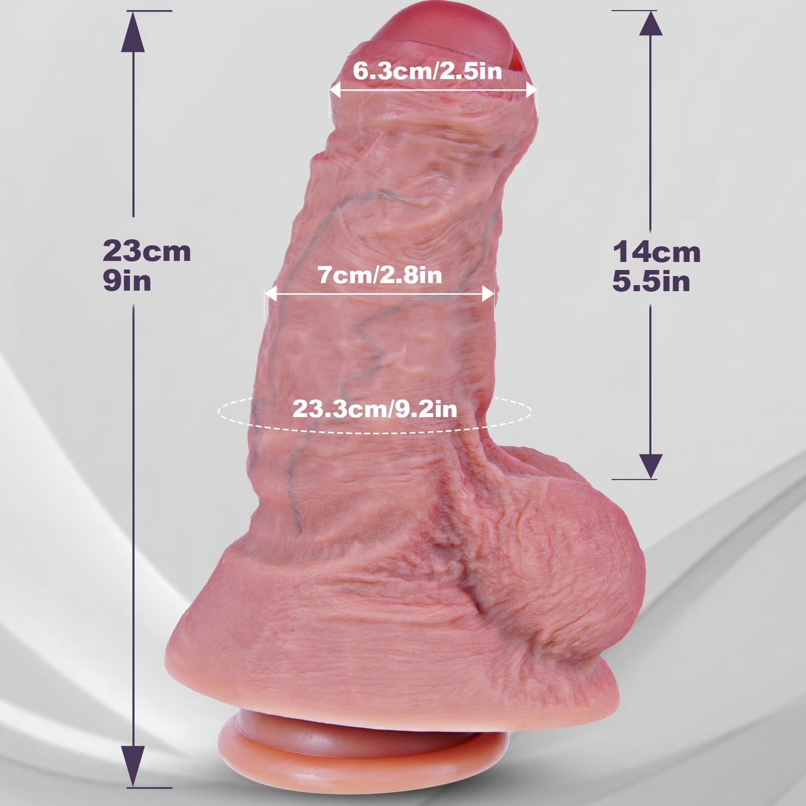 Fallo Realistico Extra Spesso Gigante Diametro 7 cm in Silicone XXL Monster, Dildo Uncut Non Circonciso 23 cm con Ventosa Potente Anale G-Spot Morbido, Sex Toys per Donna Uomo Esperti Stimolazione