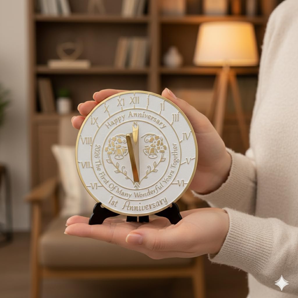 ARTIZANSTORE 1st Wedding Anniversary Sundial Wedding for Him Her Husband Wife Unique for Him