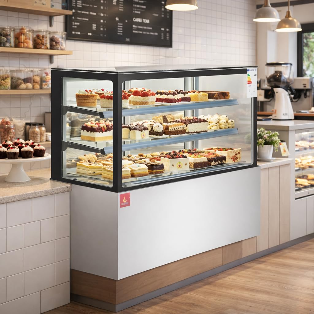 Vitrina Pastelera Refrigerada Cristal, Expositor Refrigerado Ventilado Profesional, LED, Control Digital Carel, 345L / 420L, +2ºC a +8ºC