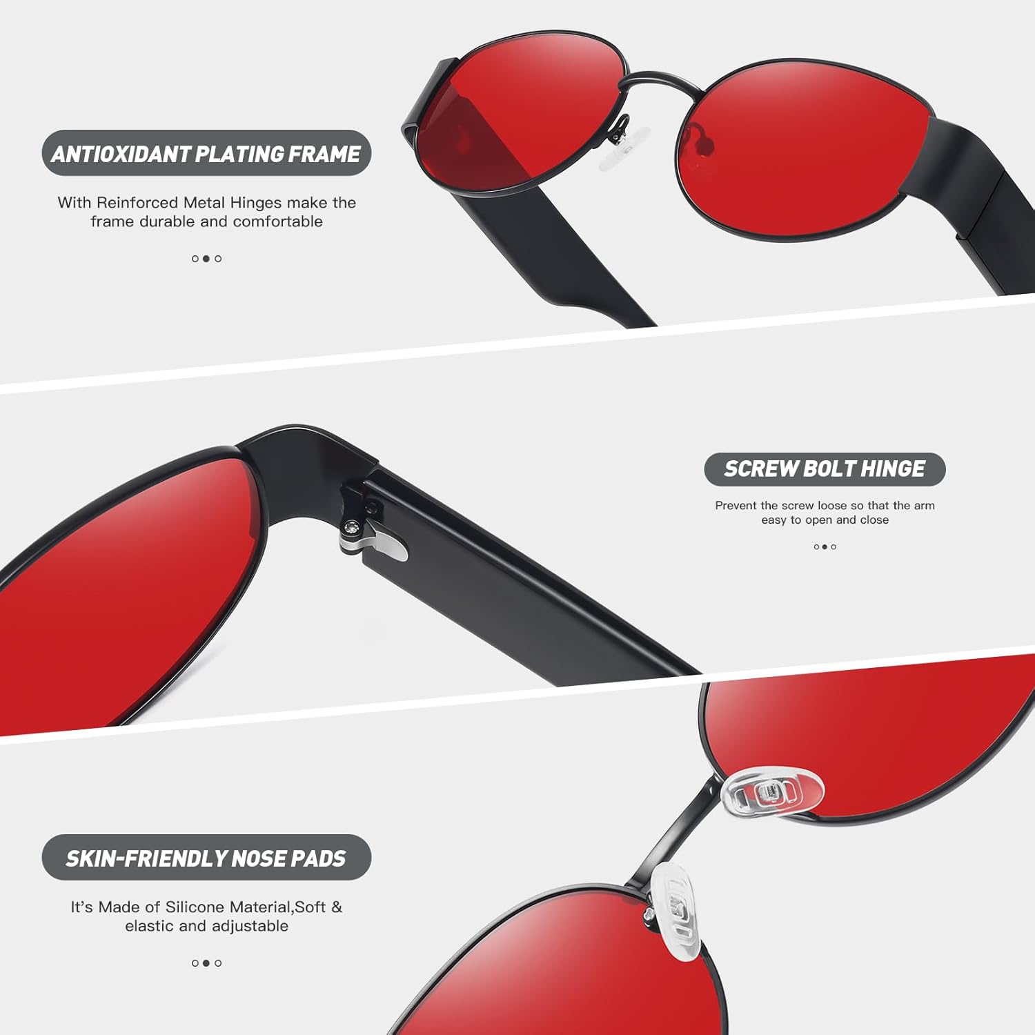 Retro Oval Sunglasses for Women Men Trendy Shades Sun Glasses Plastic Frame UV400 Protection - Image 4
