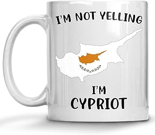 Funny Cyprus Pride Coffee Mugs, I'm Not Yelling I'm Cypriot Mug, Gift Idea for Cypriot Men and Women Featuring the Country Map and Flag, Proud Patriot Souvenirs and Gifts