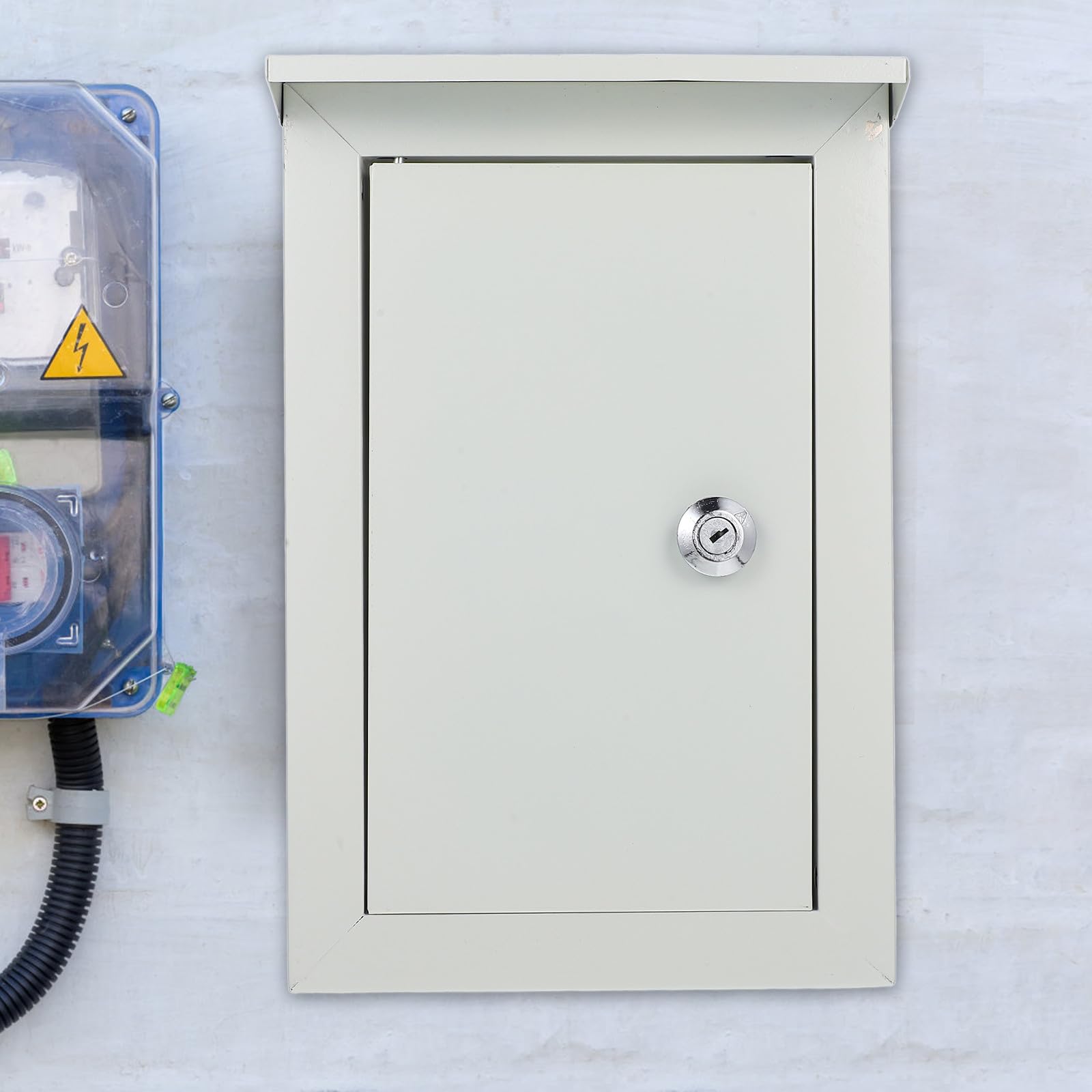 Hemobllo Scatola di Giunzione Esterna Resistente alle Intemperie in Metallo 160X300X200 MM Protezione Antipolvere e Scatola Dell’Interruttore Automatico a Parete per Uso Esterno e Fai da