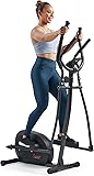 Sunny Health & Fitness 2-in-1 Smart Upright Elliptical Full-Body Exerciser w/Pulse Sensors, Home Cross-Training Cardio Workout Machine, Free SunnyFit App Bluetooth Link, Optional Long Stride Length Compact
