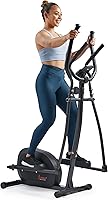 Sunny Health & Fitness SF-E905SMART Smart Upright Elliptical: Quiet Magnetic Drive, Free SunnyFit App, Pulse Sensor, Compact Home Cardio Trainer