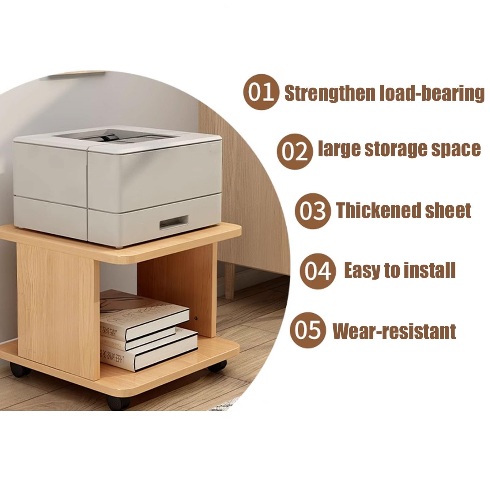 Supporto Per Stampante Regolabile MSFE - Con Ruote E Spazio Archiviazione | Per Ufficio E Casa - Foto 11