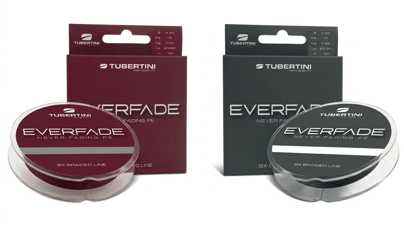 TUBERTINI Trecciato Multifibra X8 - Coatizzazione in Fluorocarbon - Rosso o Nero 150mt - Ø 0.08-0.20 spinning, vertical jigging, feeder, traina e Drifting