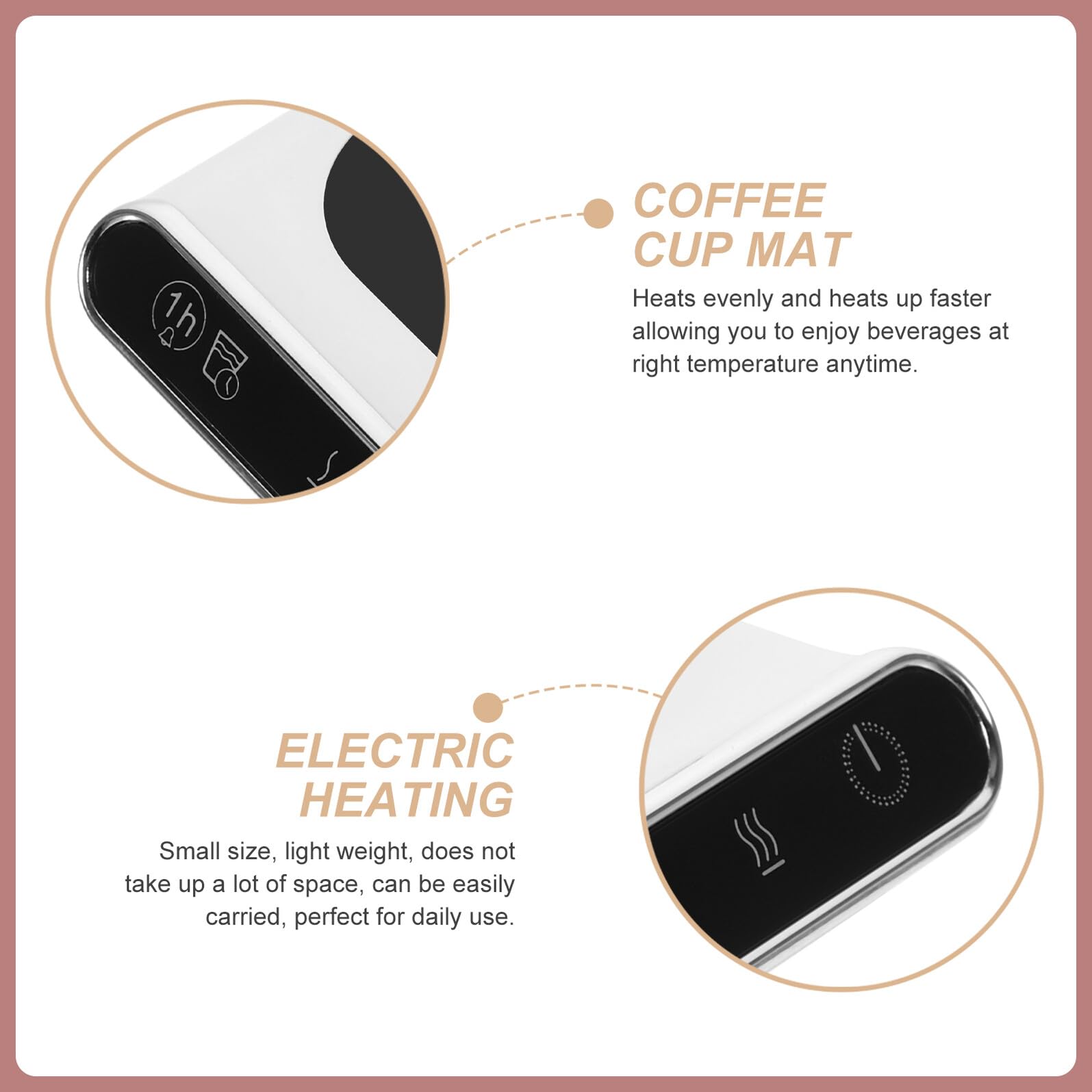 Calentador de Tazas Ligero Material Abs y Vidrio Posavasos Calefactor USB 3 Niveles de Temperatura Ajustable para Taza Adecuado para Hogar y Oficina