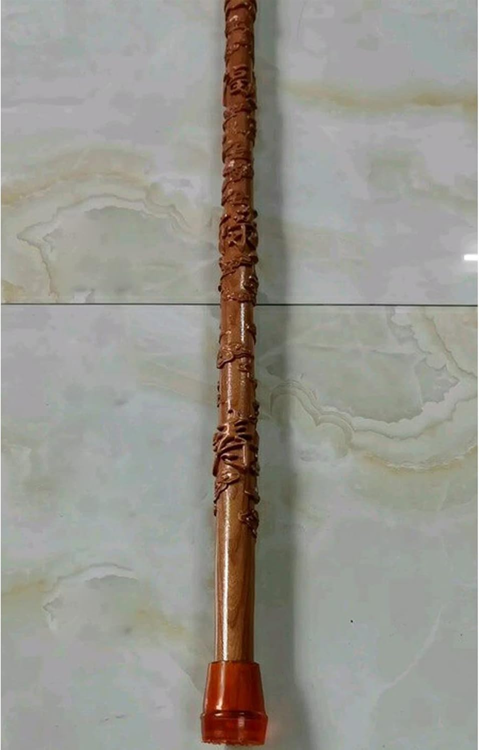 無垢材ステッキ 松葉杖 木製杖 高齢者用歩行補助松葉杖 ドラゴンヘッド ゴム製先端付き無垢材杖 障害者&amp;高齢者向け 軽量ソリ