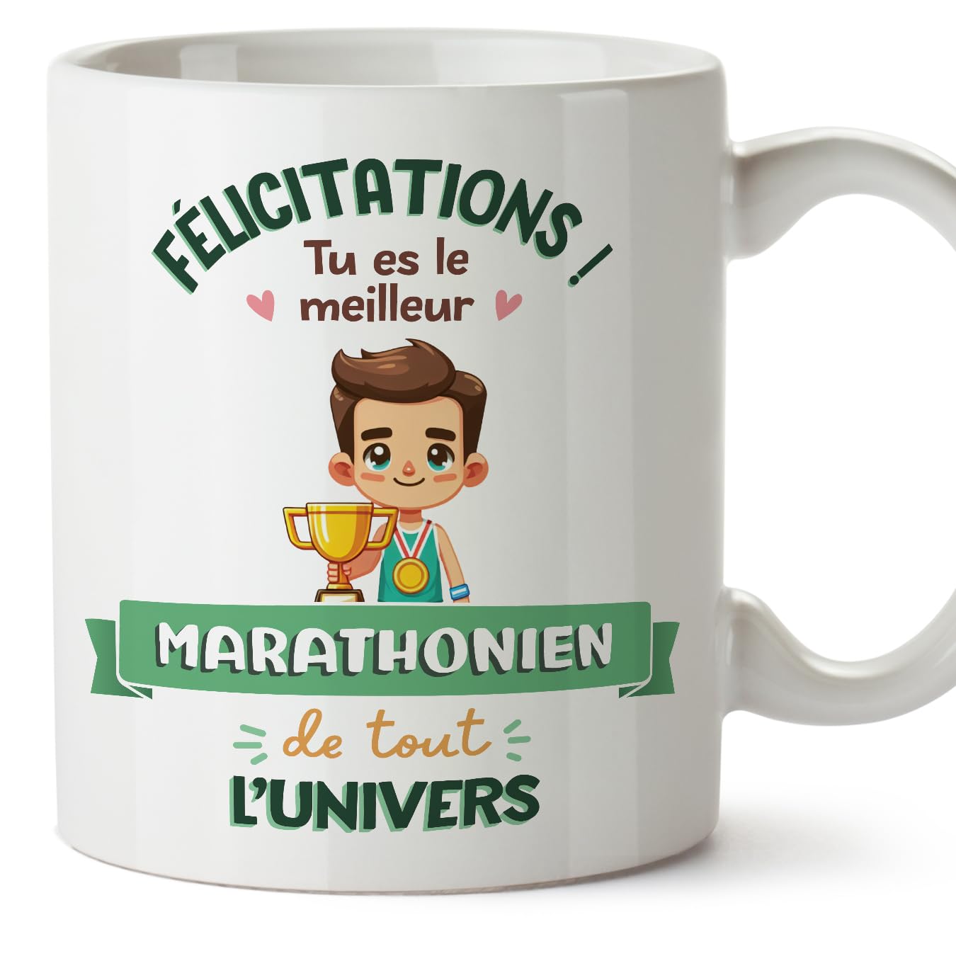 MUGFFINS Marathon Runner Man Mug - in French - Meilleur Univers Trophée - Funny Gift for Colleagues - Ceramic 11oz Mug — image 1