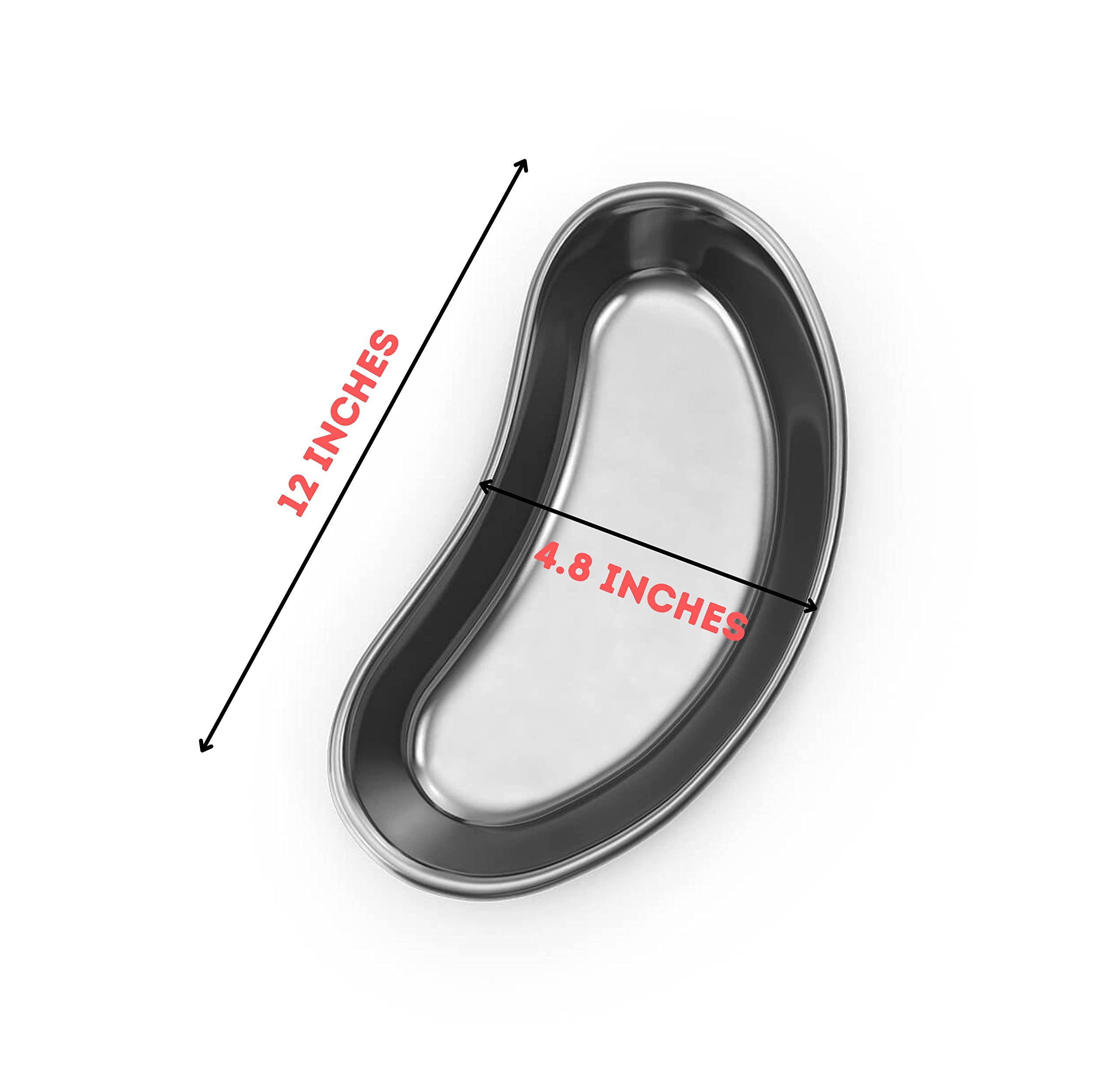 Bosky Nierenschale aus Edelstahl, Größe XL, 30,5 cm, Emesis-Becken, 1,2 l, wiederverwendbar, Metall, nierenförmig