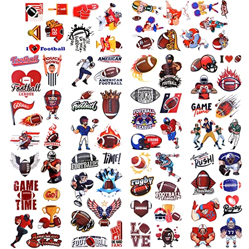 Howaf 100+Pcs American Football Temporary Tattoos, Super Bowl Fake Tattoos For Kids Adults, Rugby Face Tattoos Stickers For Sports Football Fans Favors, Waterproof Body Tattoos For Football Event Party Supplies #TOP13