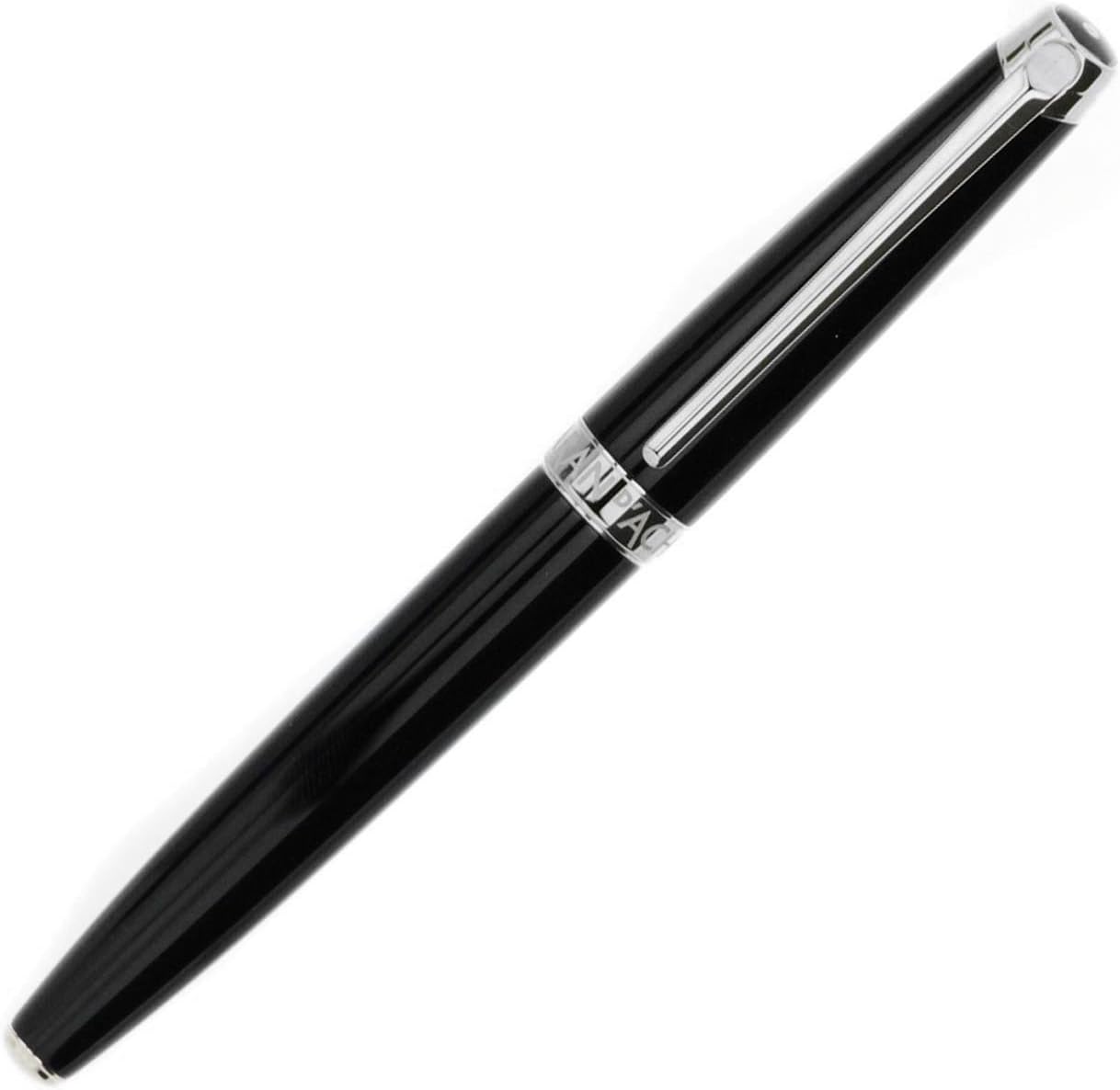 Caran D'ache Leman Ebony Black Lacquered Silver Plated Rhodium Coated Rollerball Pen