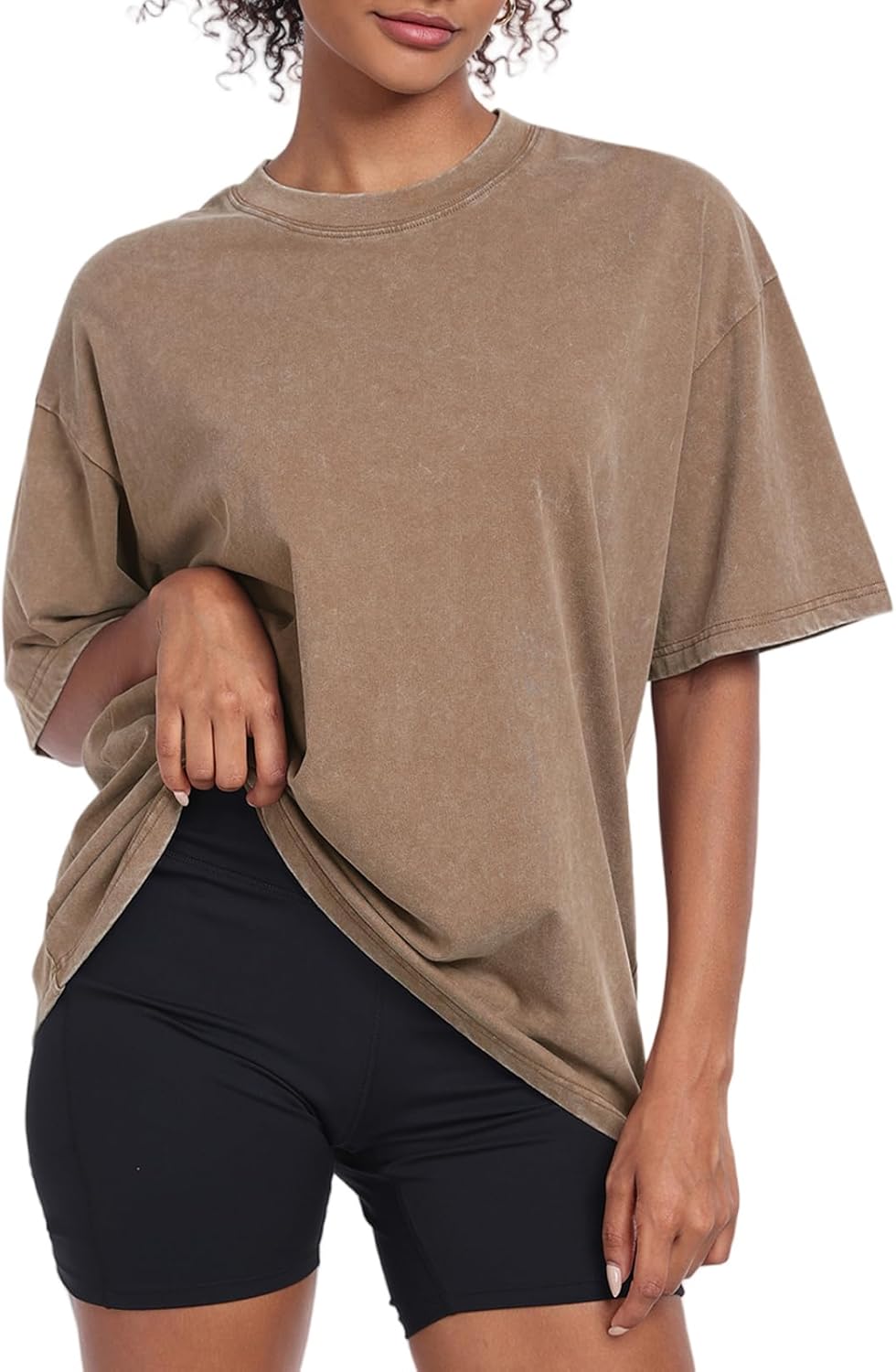 Womens Vintage Oversized T Shirts Acid Washed Baggy Cotton Tee Casual Workout Boyfriend Short Sleeve Tops