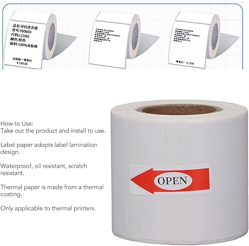 Miniatura 6 de Rollo de papel térmico, papel de impresión sin tinta fácil de escribir con adhesivo en la parte trasera (100 hojas de 1.96 x 2.732 pulgadas)