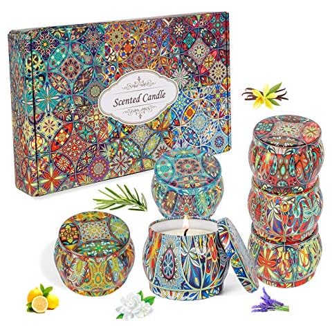 Scented Candles Gifts Set for Women 6 Pcsx4 oz,Aromatherapy Candles Mothers Day,Natural Soy Wax Scented Candles Aromatherapy Lavender for Relaxation,Large Scented Candles in Jars for Home Cover