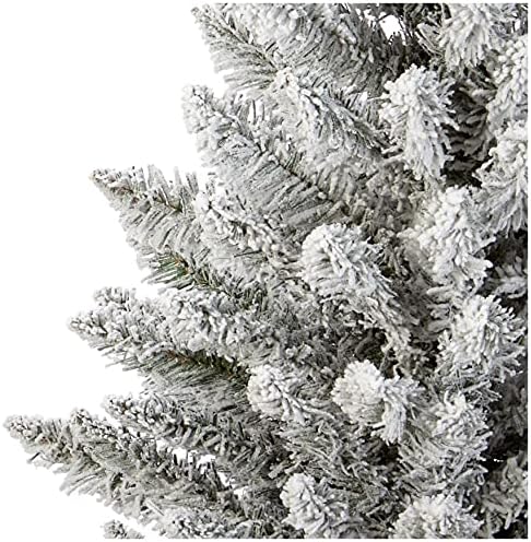 Amazon Basics Artificial Snow-Flocked Christmas Tree, 306 Branch Tips with Metal Stand, 150 cm Height