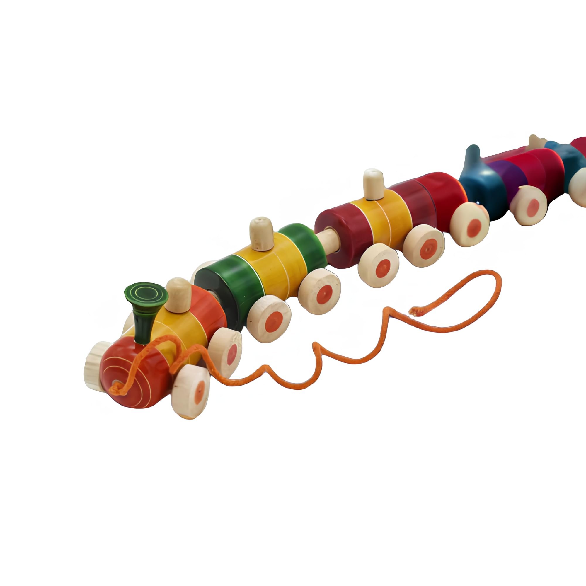 YASHVITH Wooden Multicolor Pull-Along Train Toy for Little Ones 12 Months & Beyond and Up – String-Connected Adventure to Boost Walking Confidence Nurturing Gross Motor Skills Development