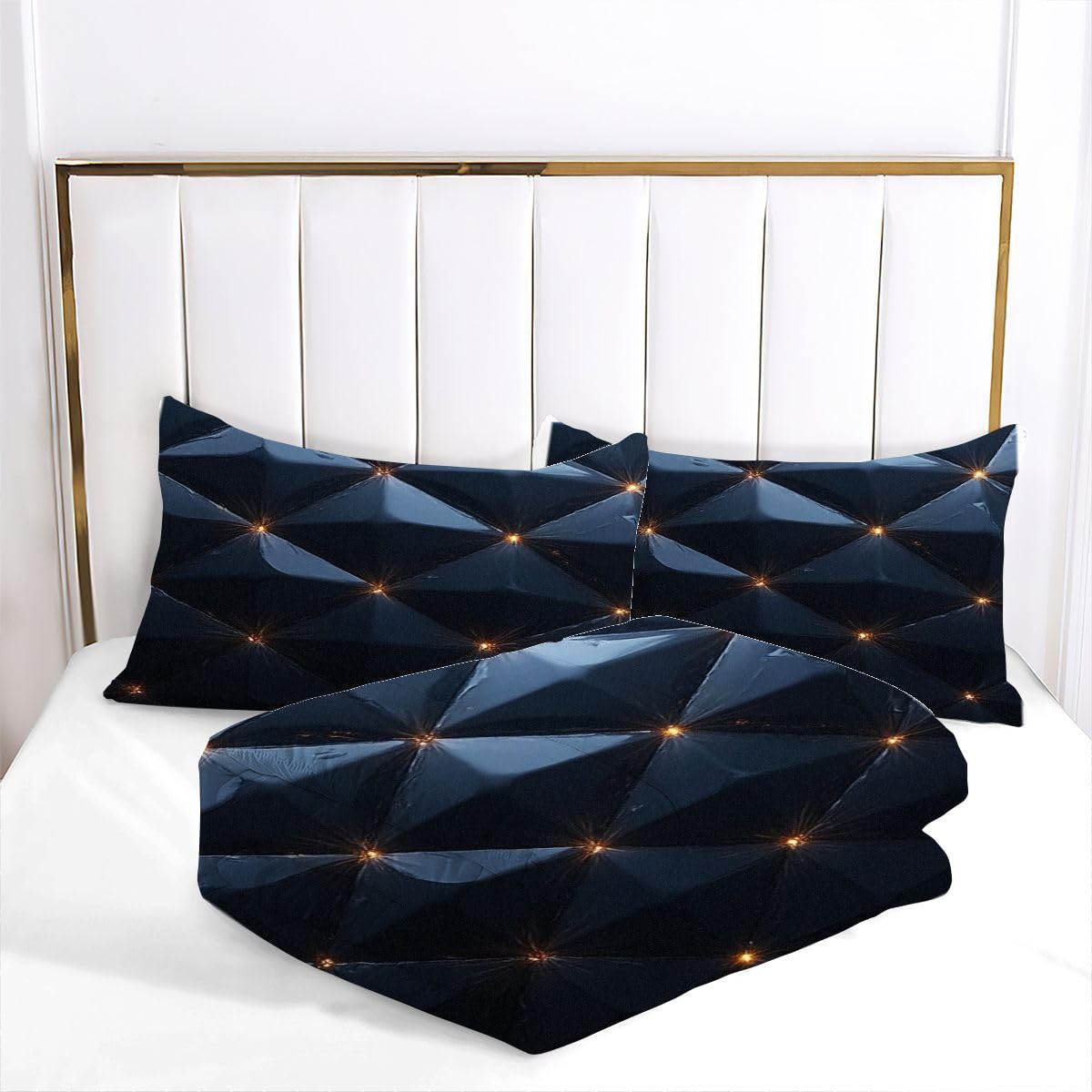 Edredón Nordica Cama 150-220x240 cm Dibujos Negros, 3 Piezas Juego de Ropa para Adultos, 3D Edredón de Microfibra y 2 Funda de Almohada (220 x 240-50 x 75)