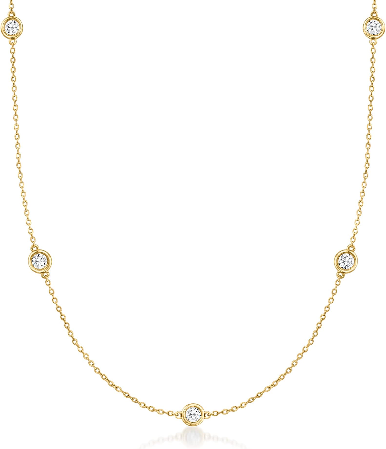 14kt Gold Bezel-Set Diamond Station Necklace 1.00 ct. t.w.