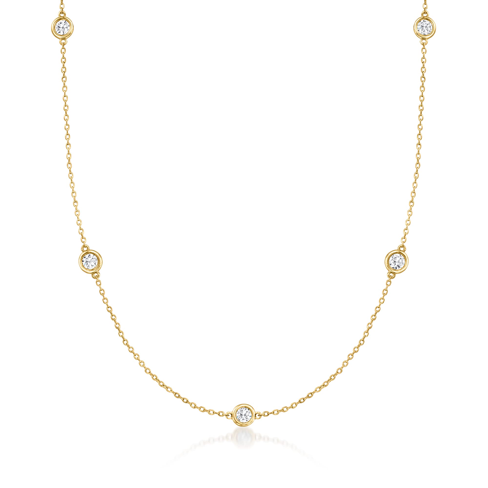 14kt Gold Bezel-Set Diamond Station Necklace 1.00 ct. t.w.