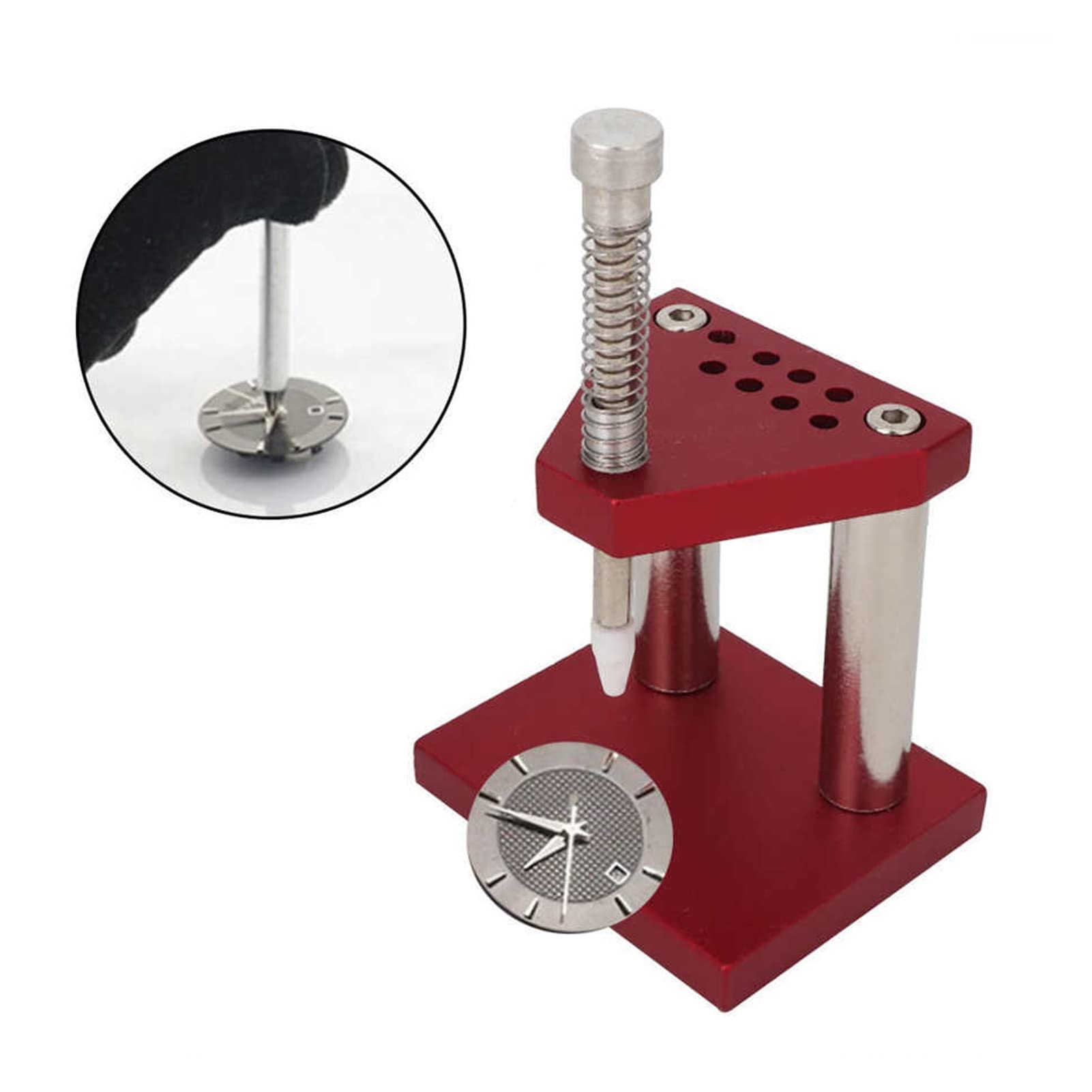 Extractor de émbolo Manual para Reloj, Extractor de émbolo, Elevador de presión, Juego de Extractor de émbolo con 6 Matrices, Herramienta de reparación de Relojes para relojero, Kit de he(