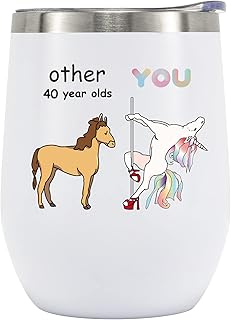 Crisky Funny Unicorn Wine Tumbler for Women 40th Birthday Gifts Novelty Gift for Best Friend/Friends/Wife/Mom/Sister/Her 1...