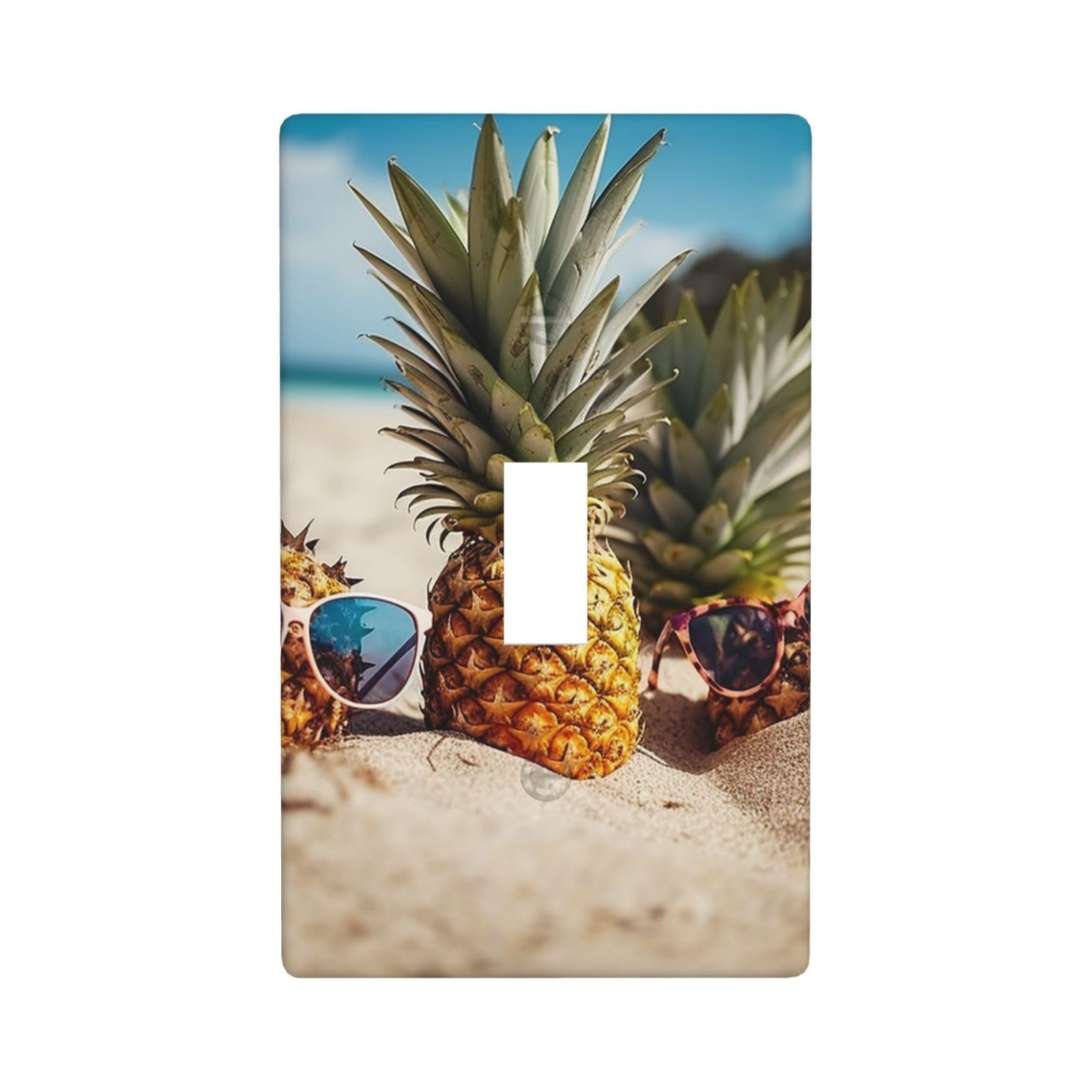 Decorator Wall Plate Cover Single Toggle Light Switch Cover Pineapple Sunglasses Sand Beach Wallplates Blank Electrical Rocker Switch Plate Covers for Electrical 4.5" x 2.76"