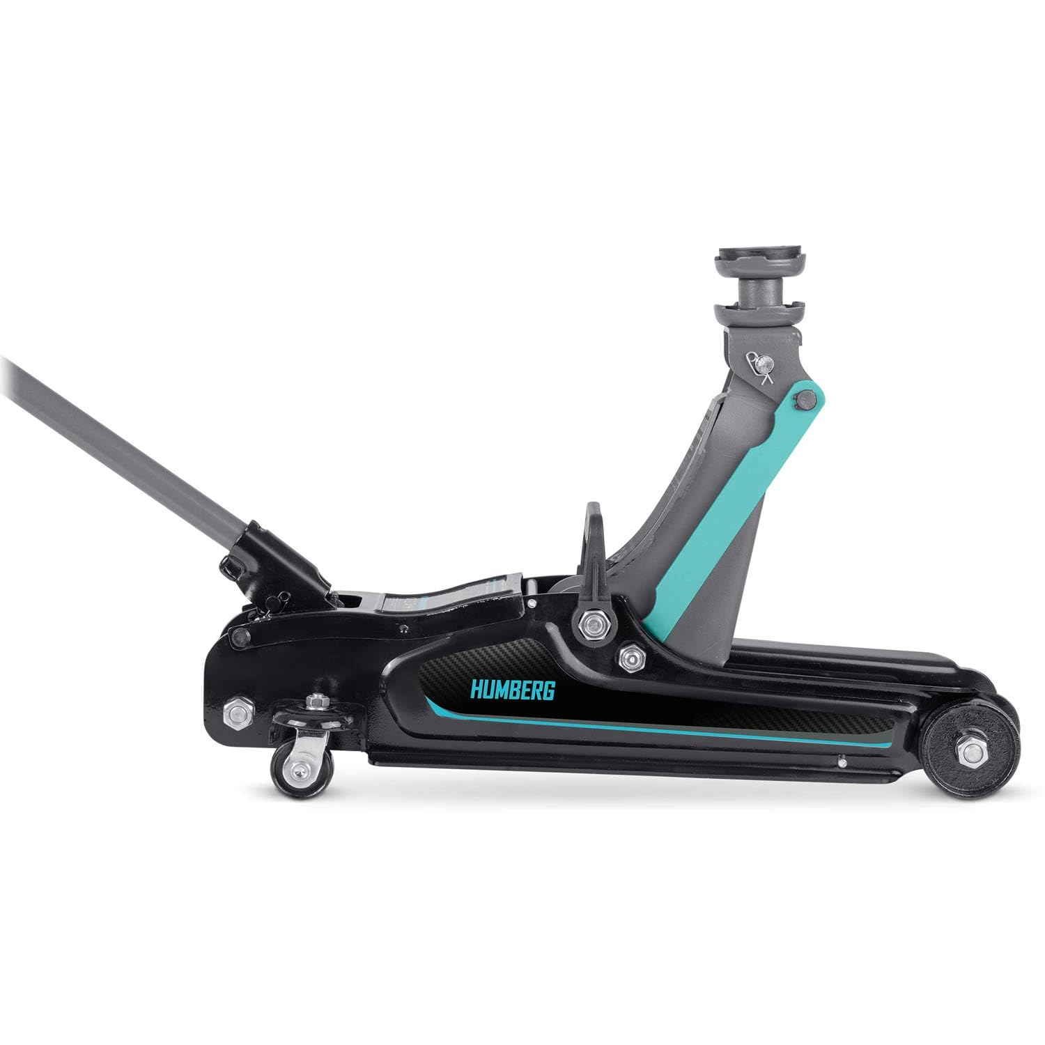 Humberg Cric idraulico per auto, a basso profilo 2,5T, 80-360 mm, 2 cuscinetti in gomma, colore nero, blu