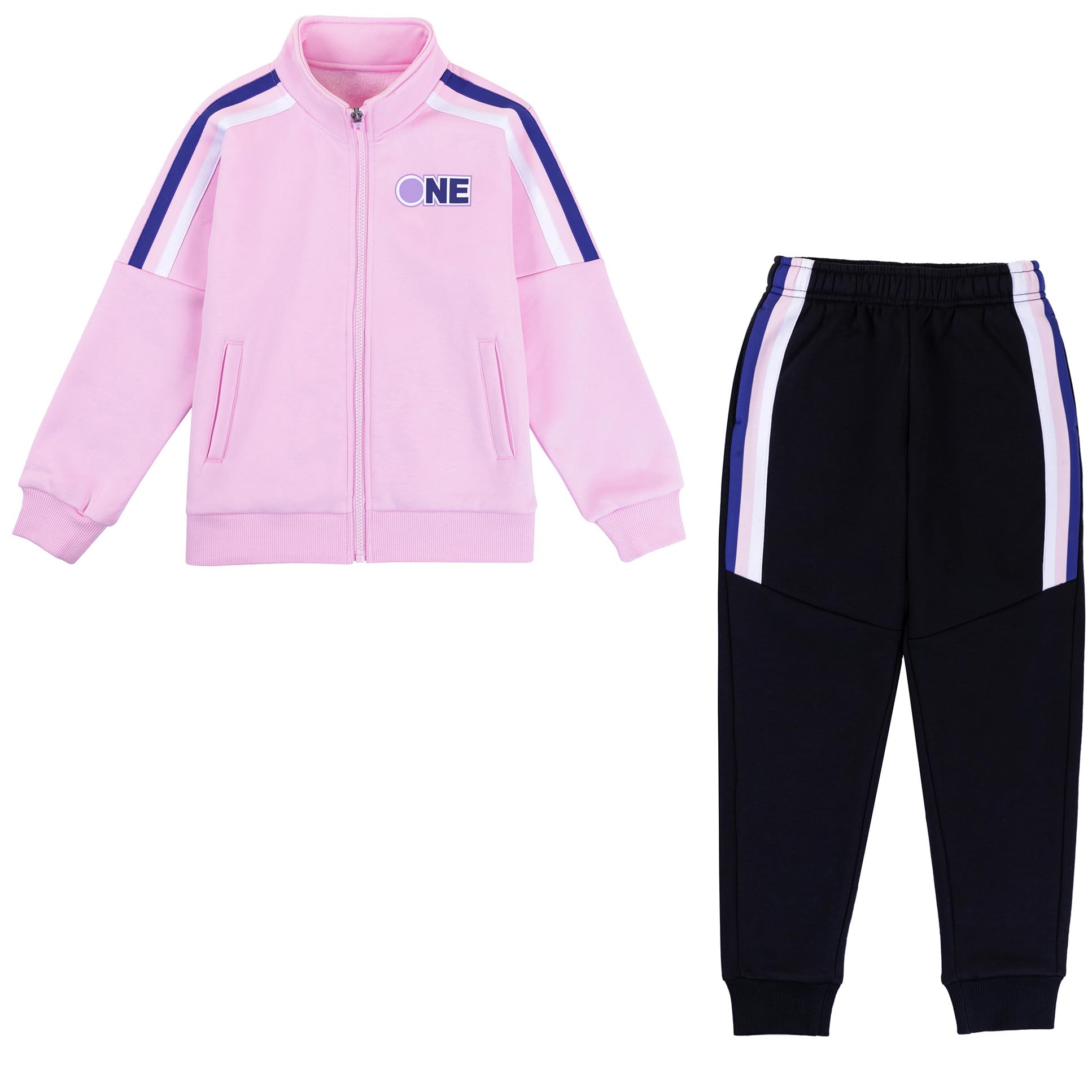 Chándal para niñas, conjunto de sudadera de 2 piezas con cremallera frontal completa, chaqueta clásica y pantalones, conjunto de chándal para niñas (4-15 años)